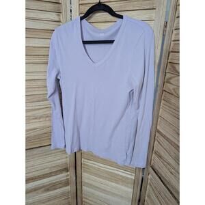 Gap Women Blouse Top XXL Pink V Neckline Long Sleeve Forever Soft Heathered